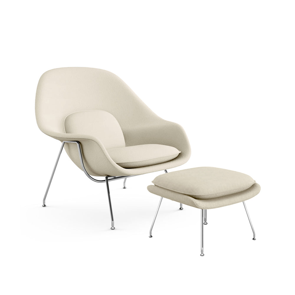 Sillón Womb Estructura Cromada con Otomana